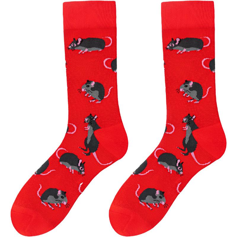 Funny Animal Cotton Crew Socks Colorful Novelty Cartoon Giraffe Dog Pattern Happy Casual Socks For Men Women