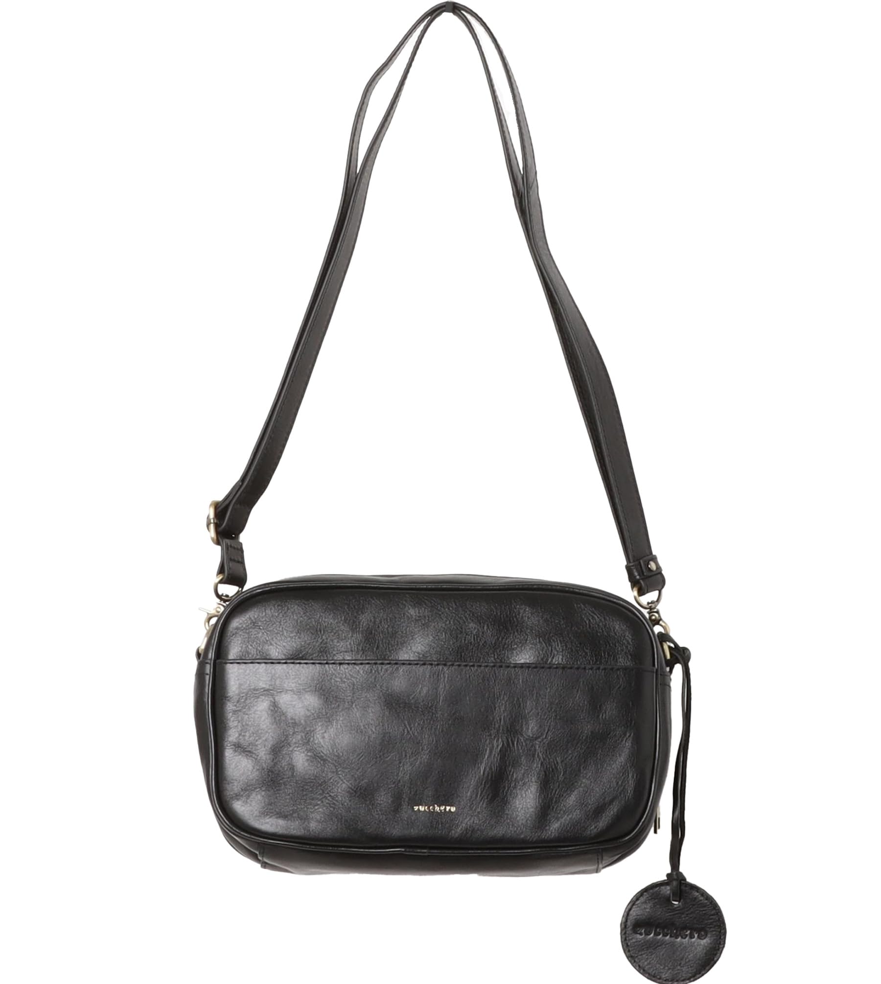 ZUCCHERO Women s Small Shoulder Bag, Crossbody, Genuine Leather, Lightweight, Zucchero 40104 (Black)