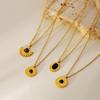 French Vintage Sunflower Natural Stone Pendant Necklace For Women Fashion Minimalist O-Link Chain Gold Collarbone Chain