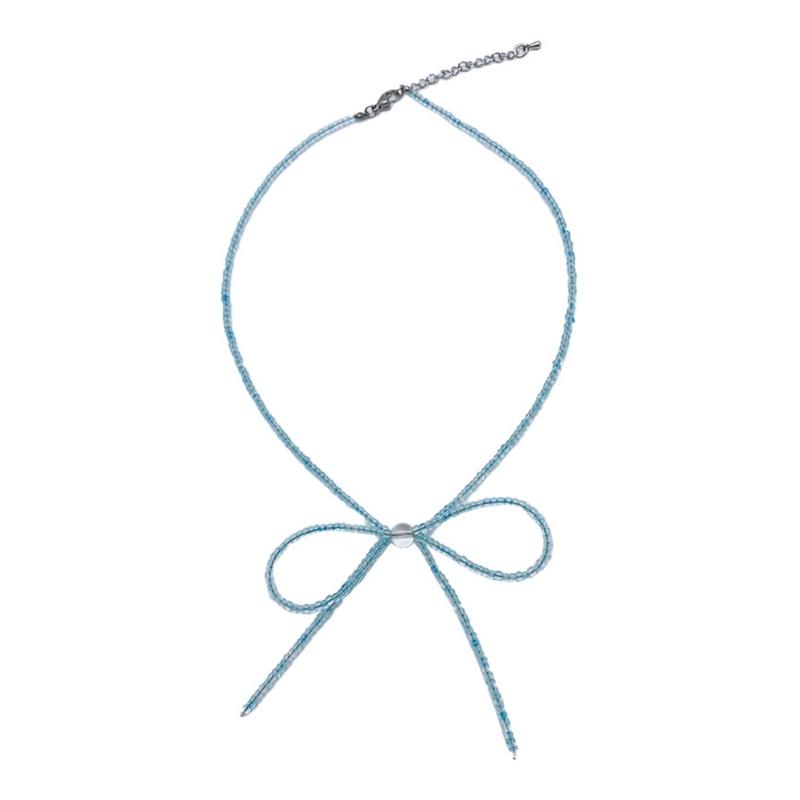 

Stylish Fashion Beaded Necklace Delicate Bowknot Necklace Party Neck Jewelry Clavicle Chain Perfect Gift for Girls Woman