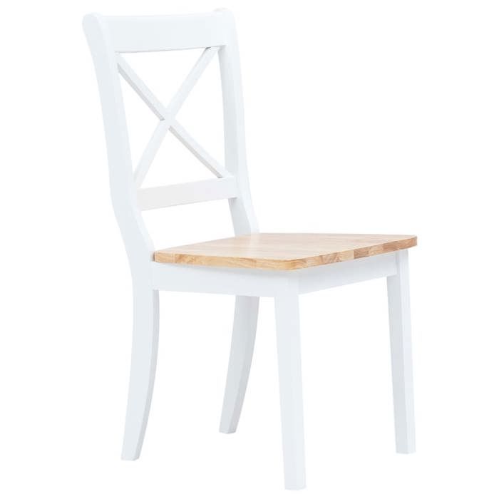 VidaXL 2x Bois d'Hévéa Massif Chaises à Dîner Chaises de Salle à Manger Chaises de Repas Chaises de Cuisine Maison Intérieur 247358