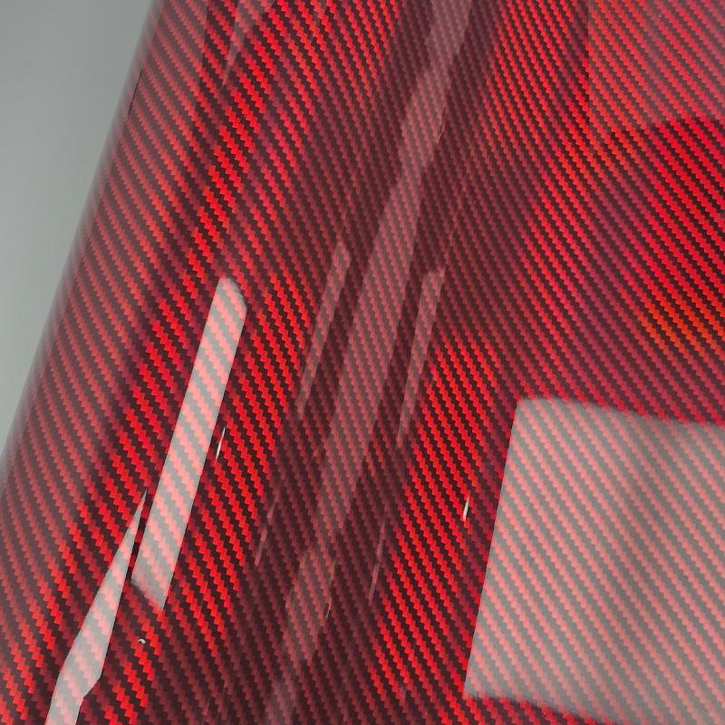 Vinilo Película Wrapping Fibra de Carbono 5D Rojo Brillante Arcoíris Pegatina Calcomanía para Modificación de Coche Accesorios de Motocicleta Wrap