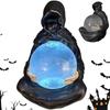 Alloween Grim Reaper Statue With Flying Bats Crystal Ball,Gothic Figurine With Light-Up Sphere, Fantasy Decor Floating Bat Ornam
