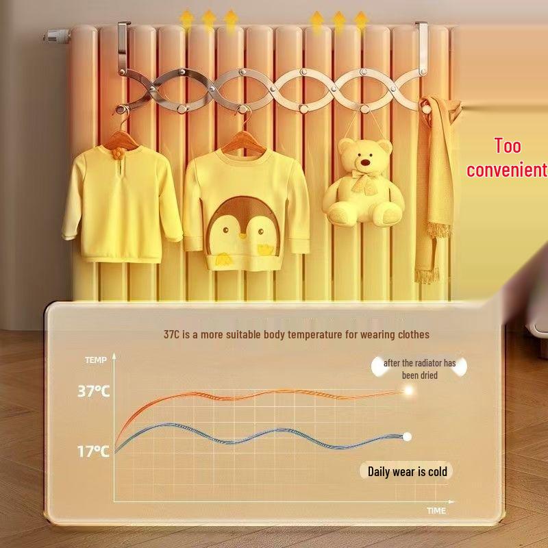 Teleskopowy Stalowy Stojak do Suszenia Ubrań na Kaloryfer