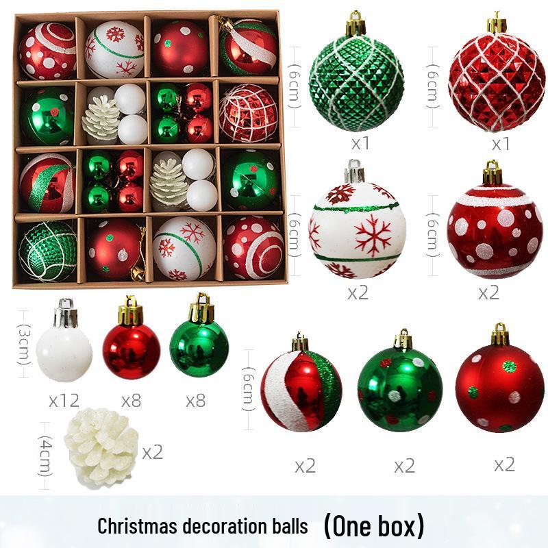 6CM Electroplated Irregular Painted Christmas Ball Ornaments Gift Box Set - Tree Hanging Decorations