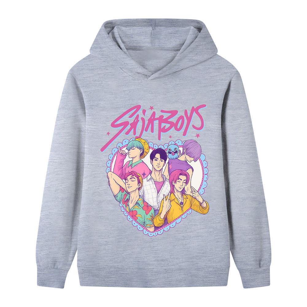 B1212 Kids Boys Girls Sajaboys Kpop Rumi Zoey Mira Print Long Sleeves Hoodie