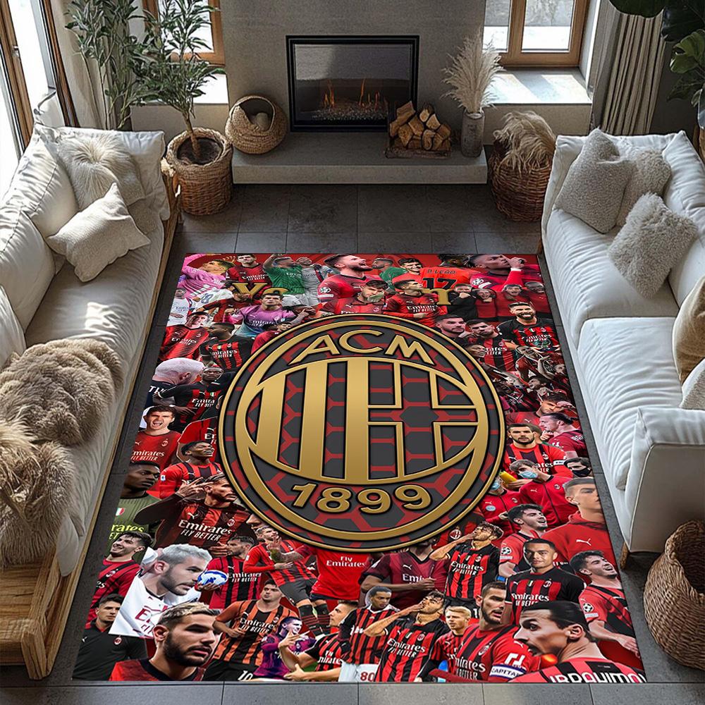 Ac Milan Customize Text Floor Rug Office Rug Perfect for Entryway Outdoor Kitchen Dining Room Anti-slip Rug Anime Office Decor