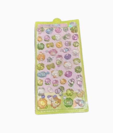1-5Sheets Kawaii Cartoon 3D Relief Sticker Cute Crystal Jelly Patch For Mobile Phone Case Mirror Scrapbook Journal Animal Deco