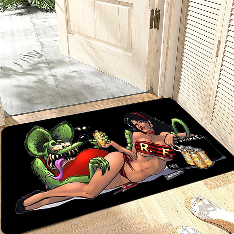 Entrance Doormat Rat Fink Bedside Balcony Rugs Living Room Carpet Foot Mats Bath Rug Floor Mat Ideal Gifts Non-slip House Decor