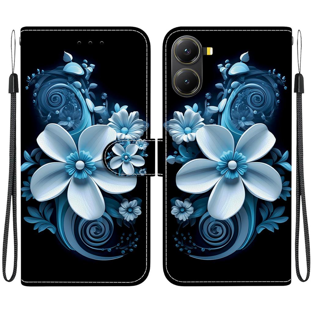 For Xiaomi Poco X7 Pro 5G/Redmi Turbo 4 5G Case Pattern Printing Leather Wallet Phone Cover with Lanyard