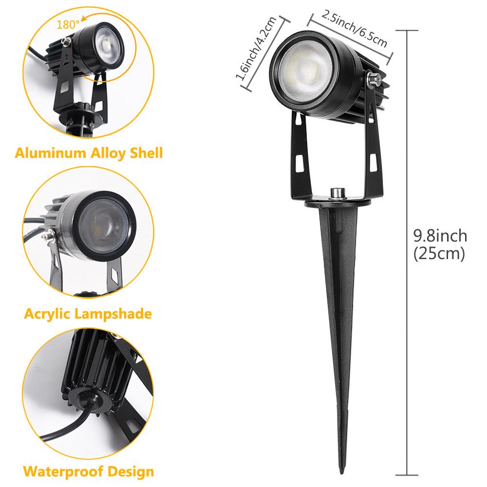 LED Landscape Lights 12W Low Voltage Waterproof Garden Pathway Light Wall Tree Flag Spotlights Spike Lawn Lamp with Transformer
