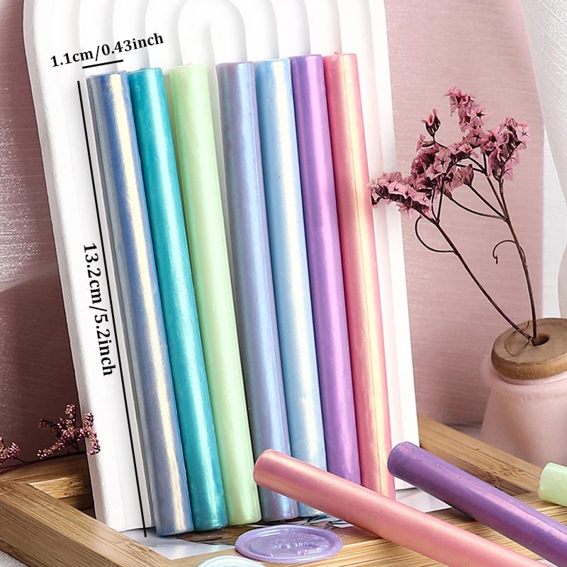 8pcs Mixed Aurora Borealis Wax Sticks, Round Gold Polarized Wax Stamps for Decorating Envelopes Greeting Cards, Fire Lacquer