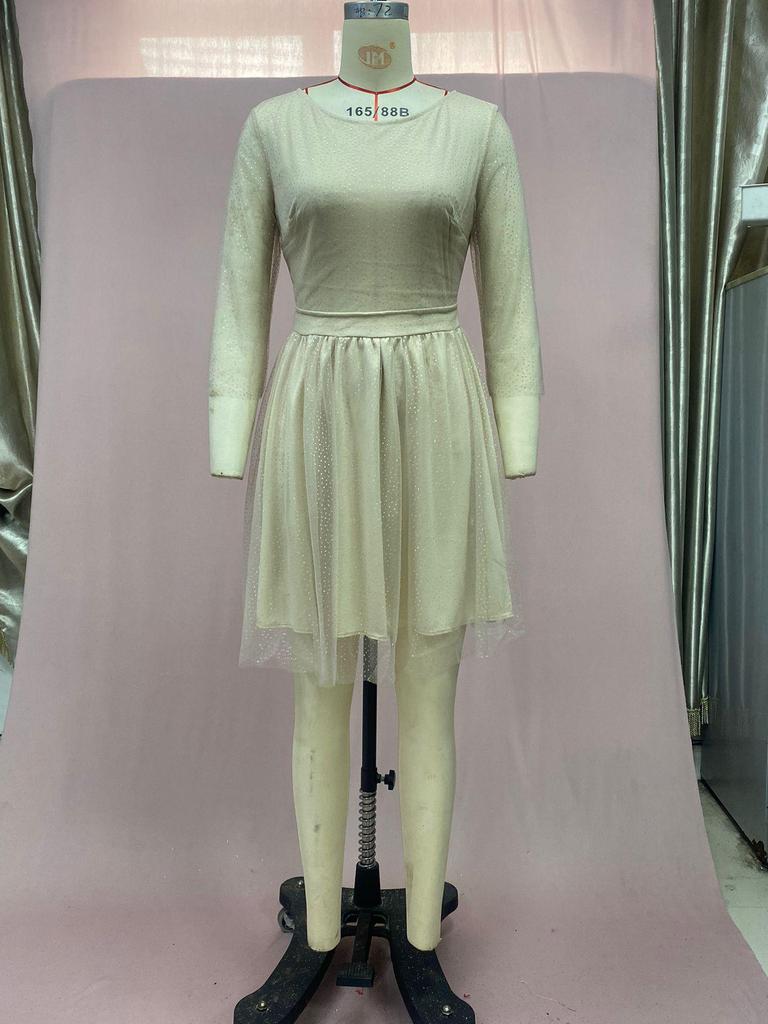 2025 Dámské plus size večerní šaty s vysokým pasem a dlouhým rukávem