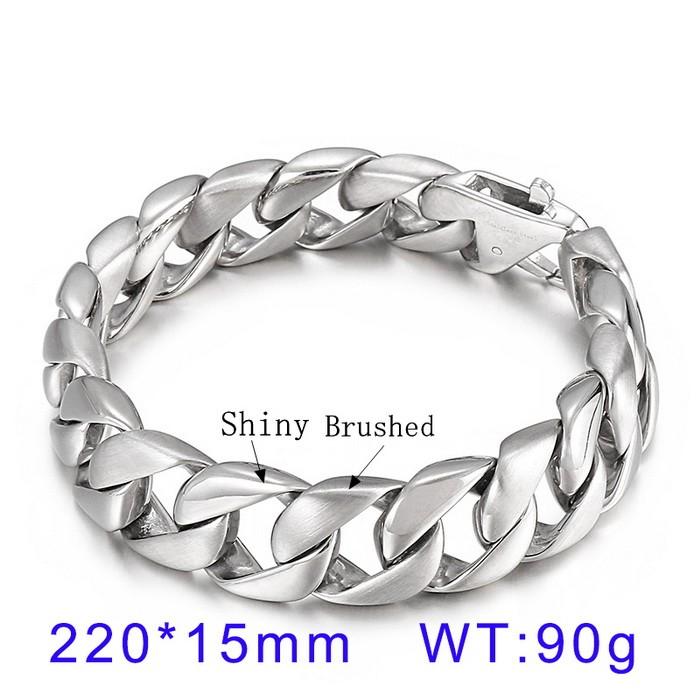 15MM Wide Simple Cuban Chain Bracelet For Men Hip Hop Polished Charms Accessories Golden Trendy Jewelry Boys Girls Party Gifts
