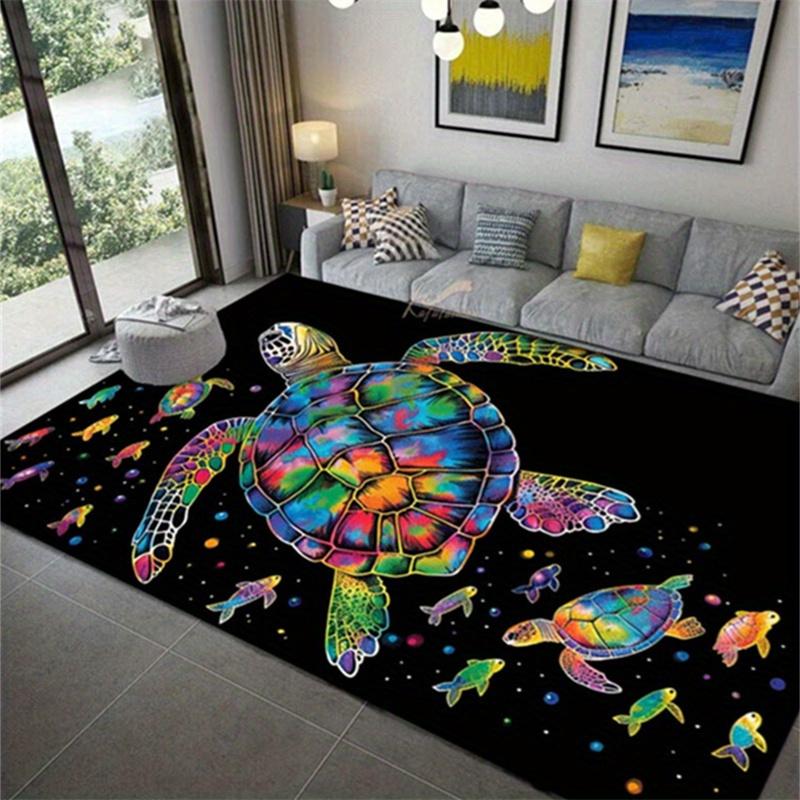 Colorful Turtle Print Area Rug Luxury Crystal and for Living Room Bedroom Porch Office Coffee Table and Hallway Decorative Mats