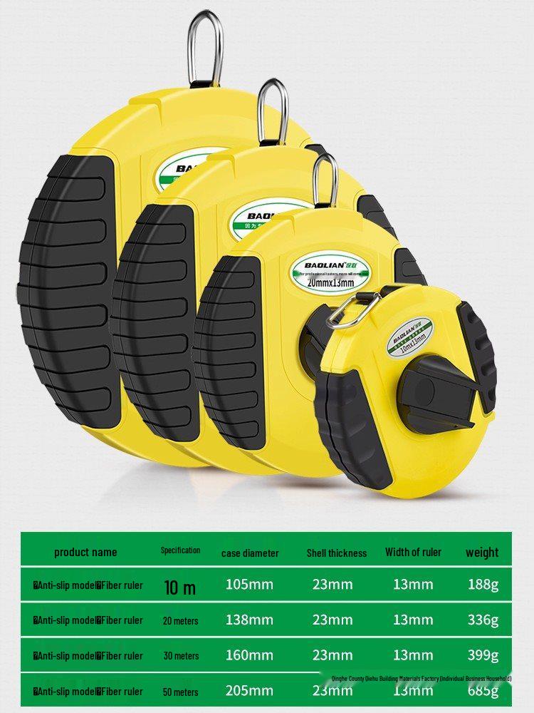 Thickened Drop-Proof Fiber Tape Measure for Engineering Surveys - 10/20/30/50m