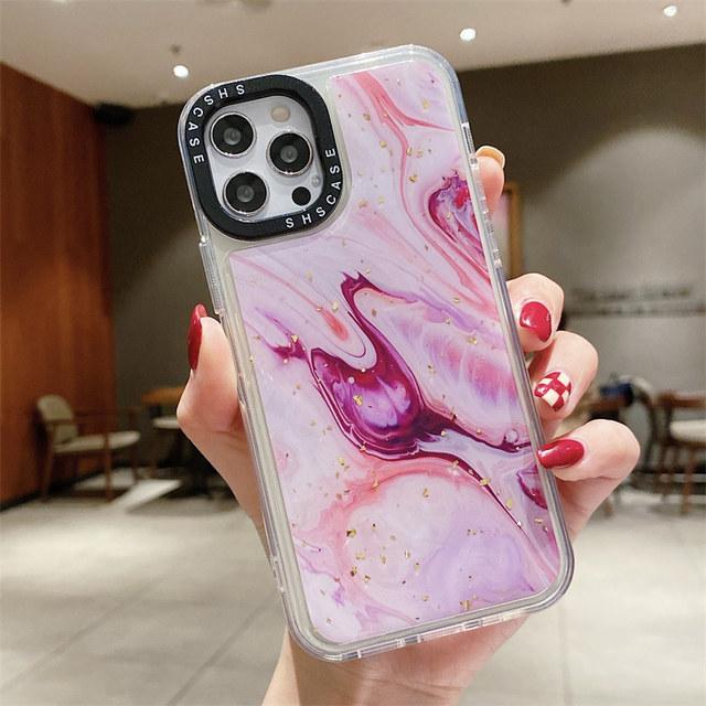 

Блестящий градиентный чехол из золотой фольги с мрамором для телефона Iphone 13 Pro Max 12 11 Xs Max Xr X 13pro, противоударный мягкий чехол-бампер For iPhone 13Pro Max