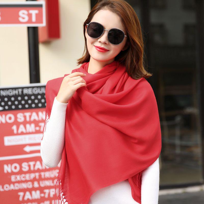 Women's Red Plaid Cashmere-Like Scarf Shawl - Warm, Versatile, Fashionable for Autumn and Winter
