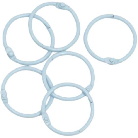 Craftelier - Набор из 6 металлических колец для переплета для скрапбукинга, изготовления открыток и других поделок | Кольца для фотоальбомов, блокнотов или дневников | baby голубой