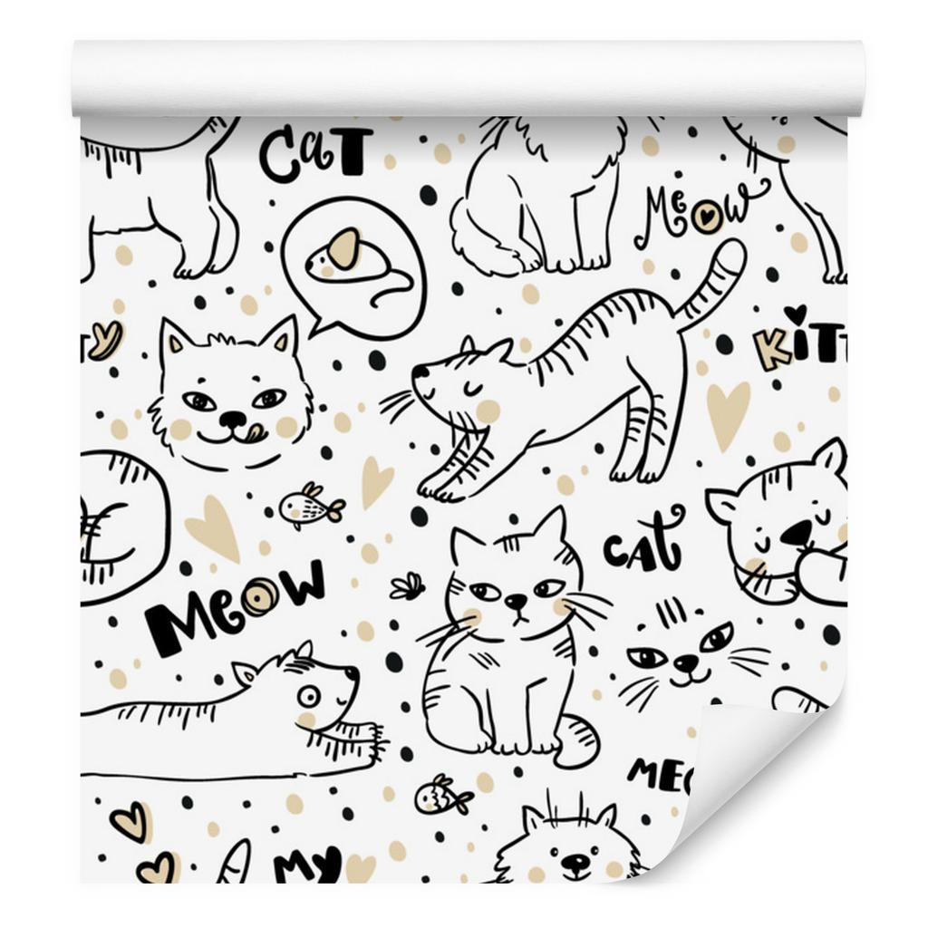 Kittens, Mice and Fish Wallpaper for Living Room and Bedroom 50x1000