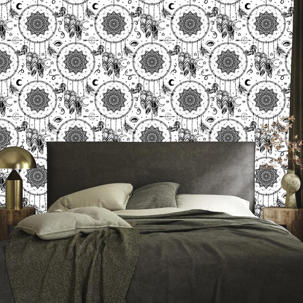 Black and white dream catcher wallpaper for living room and bedroom 50x1000