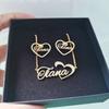 Qiuhan 20mm Heart Earrings Necklace Set, Personalized Stainless Steel Custom Name Jewelry Set