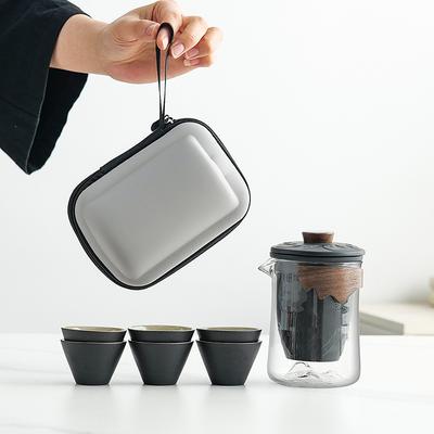 Travel Tea Set Kuaike Cup, One Pot, Three Cups, Portable Cover Bowl, Small Set, Outdoor Kung Fu Set, Tea Gift