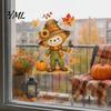 Creative Autumn Window Displays 6 Sheets Harvest Stickers, Thanksgiving Cartoon Static Cling Decorations with Festival Decor Pumpkins Maple