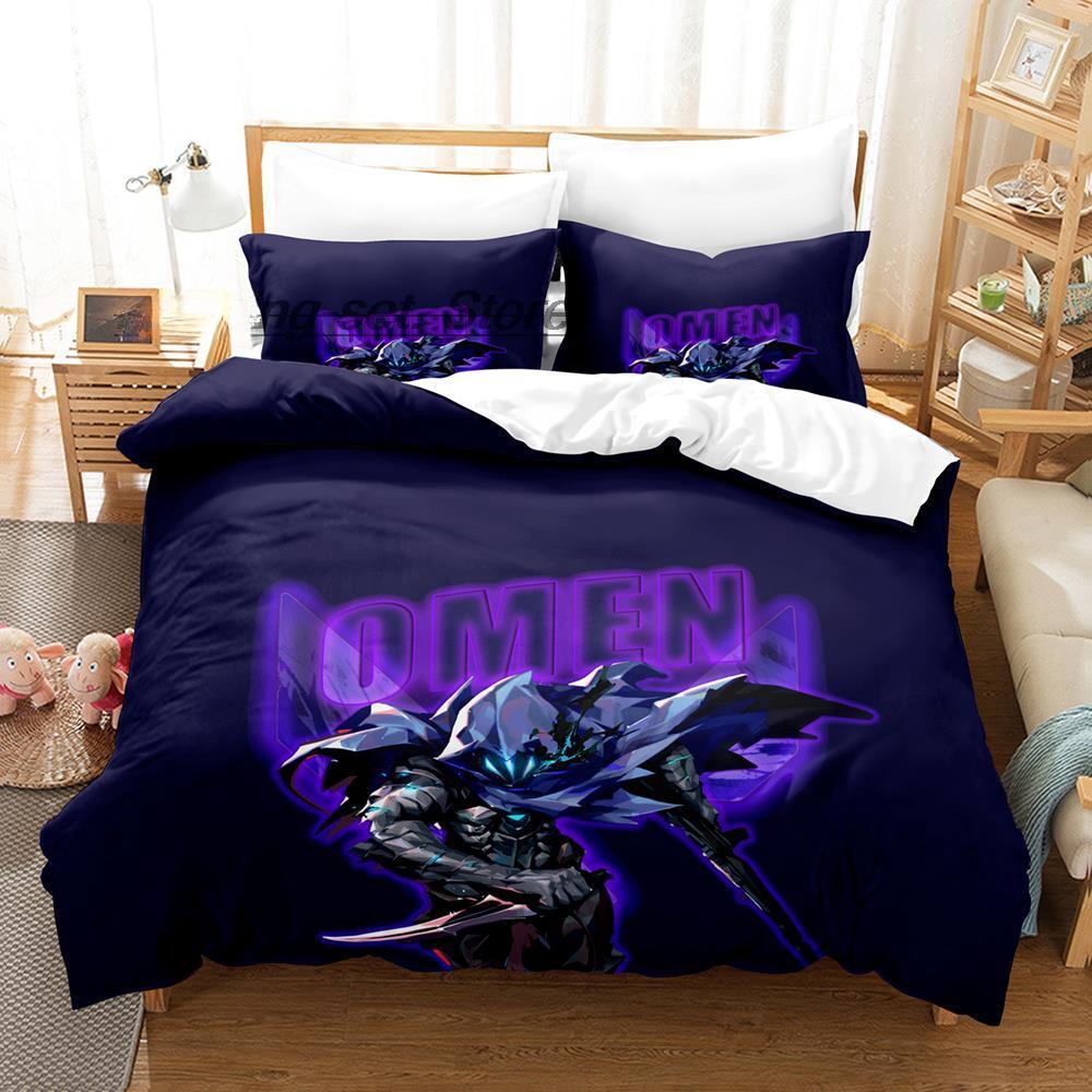 Spill VALORANT Omen Sengetøy Sett Enkelt Twin Full Queen King Size Sengesett Voksen Barn Soverom Dynetrekk Sett Anime Laken Sett