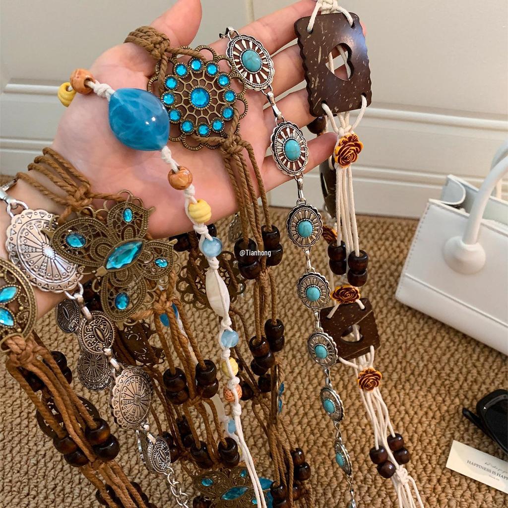 Bohemian Ethnic Waist Chain Belt for Women - Versatile Xinjiang Travel Outfit Accessory for Summer