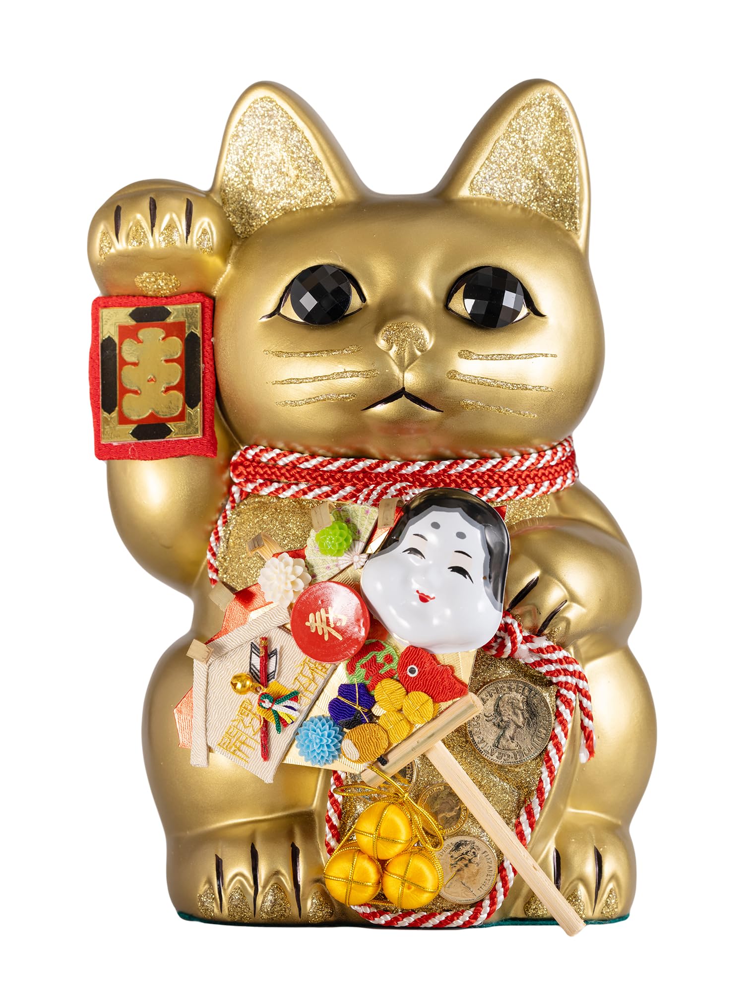 

Lucky Lucky Cat Right Paw Lucky Good Feng Shui Offering Box Cat, (L-SIZE, Gold) Raised/Ceramics - Cat, Maneki-neko, Luck, Figurine, (fa_L Gold) золотий