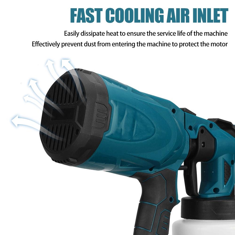 1500W 800ML 88VF Pistola elétrica sem fio com 3 bicos de controle de fluxo Aerógrafo Pulverizador de tinta de alta potência