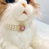 Pet Necklace Sparkling Rhinestone Pet Fake Pearl Collar Stylish Double Layered Dogs Cats Necklace Pet Supplies