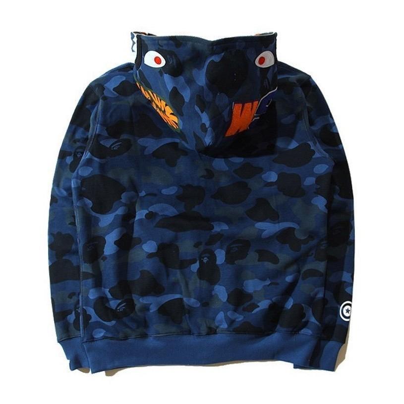 Populær Ape Bape Herre Haikje Kamuflasje Full Glidelås Hettegenser Joggebukse Jakke Kåpe