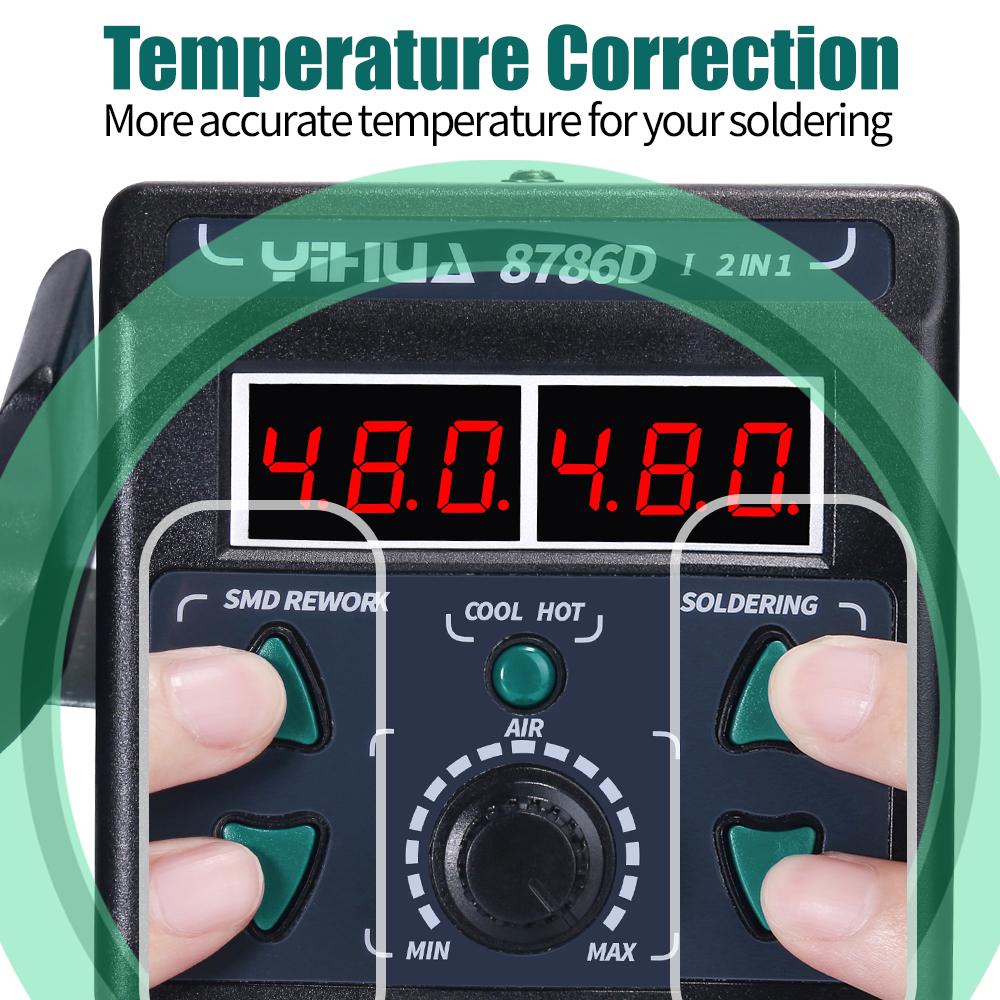 YIHUA 8786D-I Soldering Iron Hot Air Station BGA Rework Station Phone Repair SMD Solder Tool Welding Station