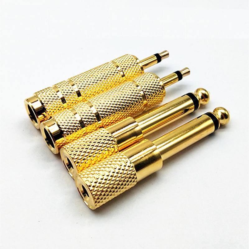 2pcs/lot 6.35mm Male To 3.5mm Female Mono Jack Plug Single Audio Cable Adapter Microphone Earphone Amplifier AUX Converter