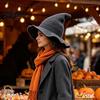 Cotton Knitted Wizard Hat Women Pointed Witch Hat Foldable Wide Brim Cap Halloween for Cosplay Autumn Winter Themed Party Costume Accessory