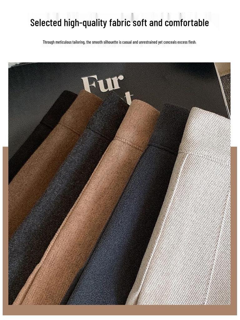 Maillard Kaffee Wolle Falten A-Linien Rock - 2026 Herbst/Winter High-Waist Khaki Kurzer Rock