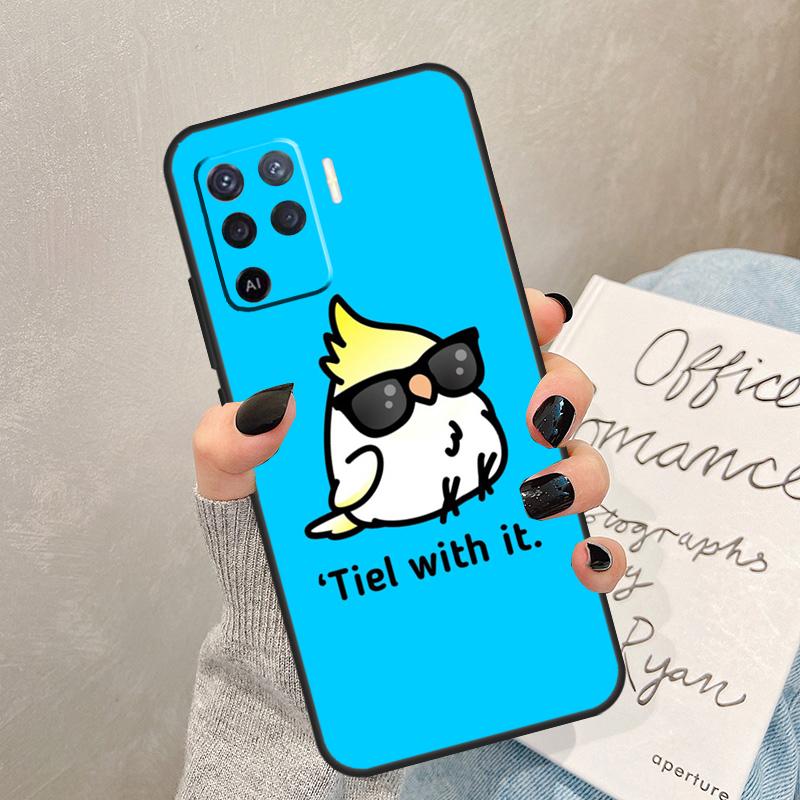 Cartoon Animal Chubby Cockatiel Case For Oppo A57 A17 A77 A18 A38 A58 A78 A98 A74 A54 A94 A80 A60 A40 A96 A76 A16 A15 A5 Pro