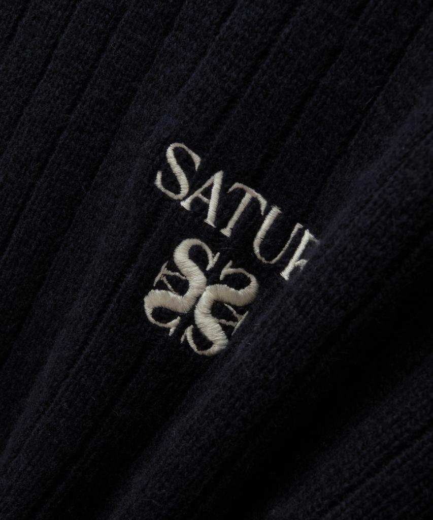 Satur Faro Half Neck Knit Zip-Up Navy