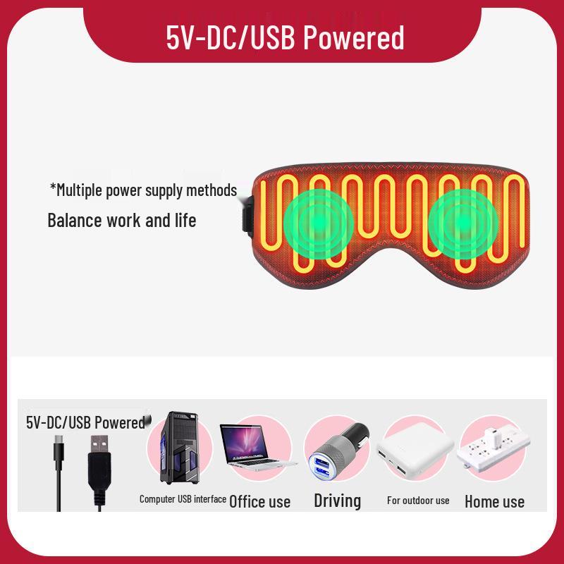 USB Far-Infrared Heating Eye Massager: Relieve Eye Fatigue, Promote Sleep with Electric Heat and Shading.