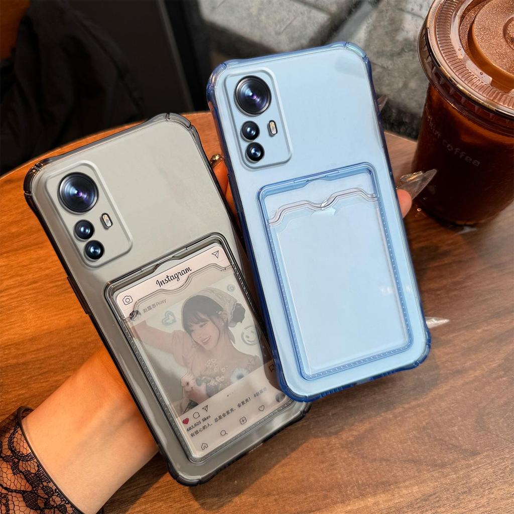 Shockproof Clear Casing for Xiaomi 12T Pro,12T,12X,Mi 12 Lite,Redmi Note 12S 4G with Cardholder Case