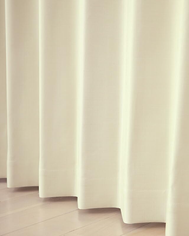 Complete Blackout Light Heat Solid Color 5417 Ivory 100cm Wide X 90cm Set of 2 Energy Cold Energy Improved Heating and Cooling Thick Curtains, 100%
