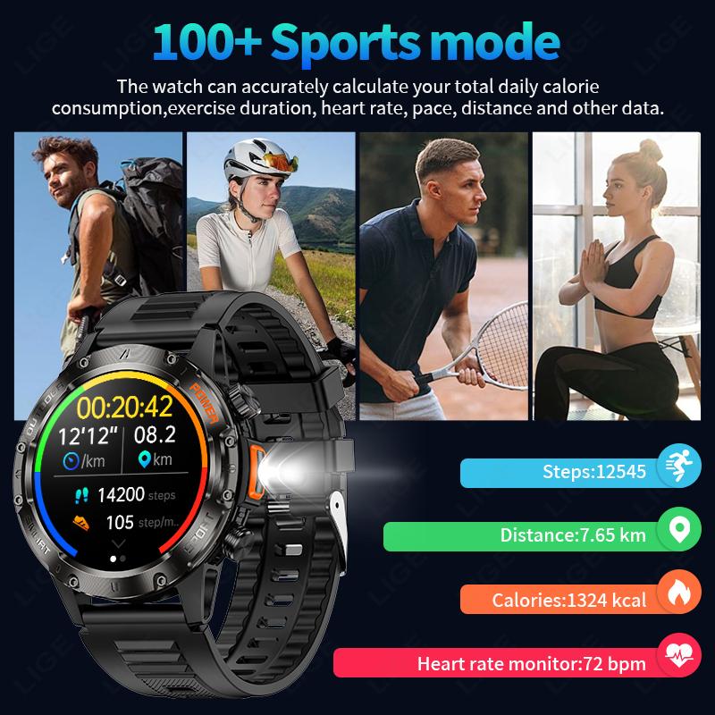Outdoor Bluetooth Call Smart Watch Men 360 * 360 High Definition Full Touch Screen Sports Health Monitoring Smartwatch Men