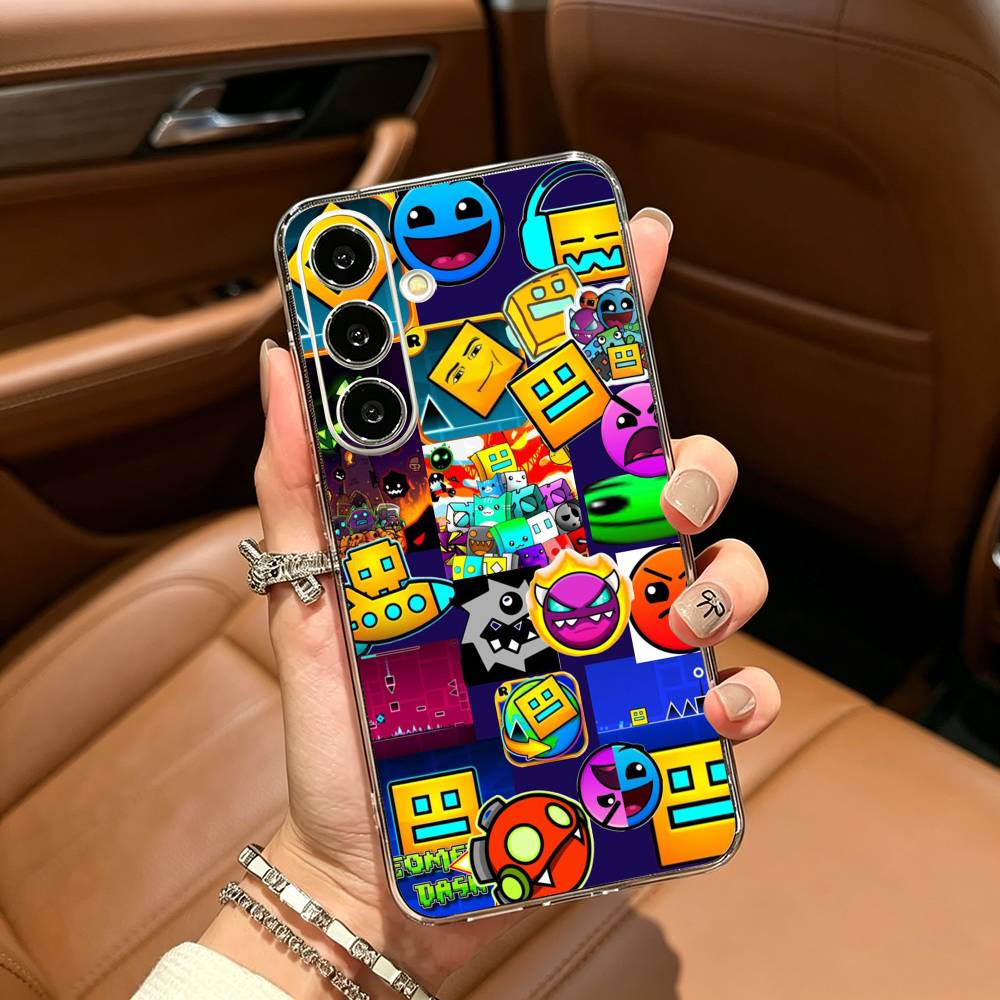 Retro G-Geometry D-Dash Game Clear Phone Case for Samsung Galaxy A71, A70, A52, A51, A40, A30 Samsung a40