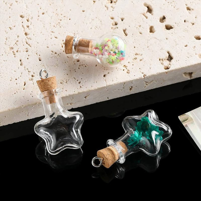 1 Stück Wunschflasche Transparent Schlüsselanhänger Anhänger Mini Glasflasche Herzförmiger Schlüsselanhänger Engels-Schlüsselanhänger