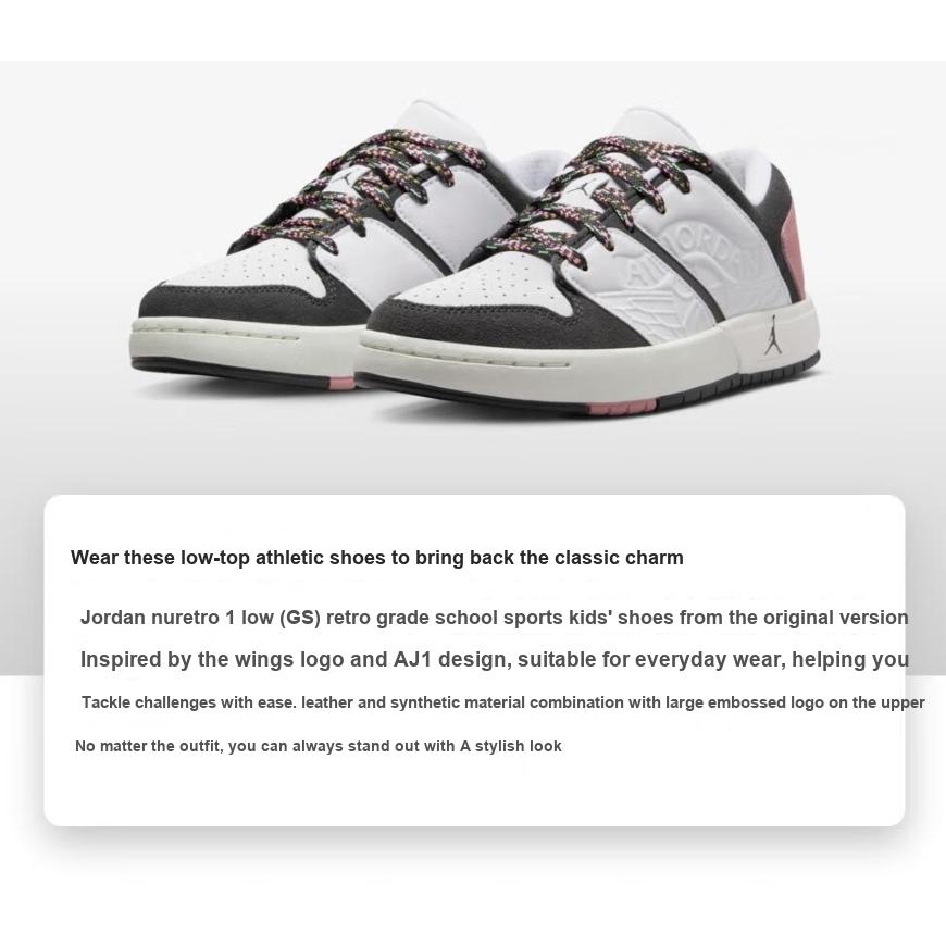 Air Jordan Nu Retro 1 Low GS White Red Stardust Kids Sneakers Saturn-Gold Anthracite FJ5734-101
