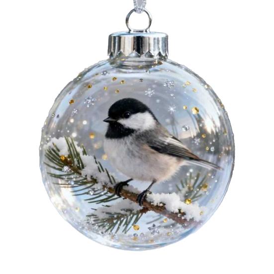 Yousheng Bird Christmas Tree Ornament Handcrafted Clear Plastic Ball Ornaments with 3D Lifelike Birds Memorial Keepsake Gifts for Holiday Home Decor