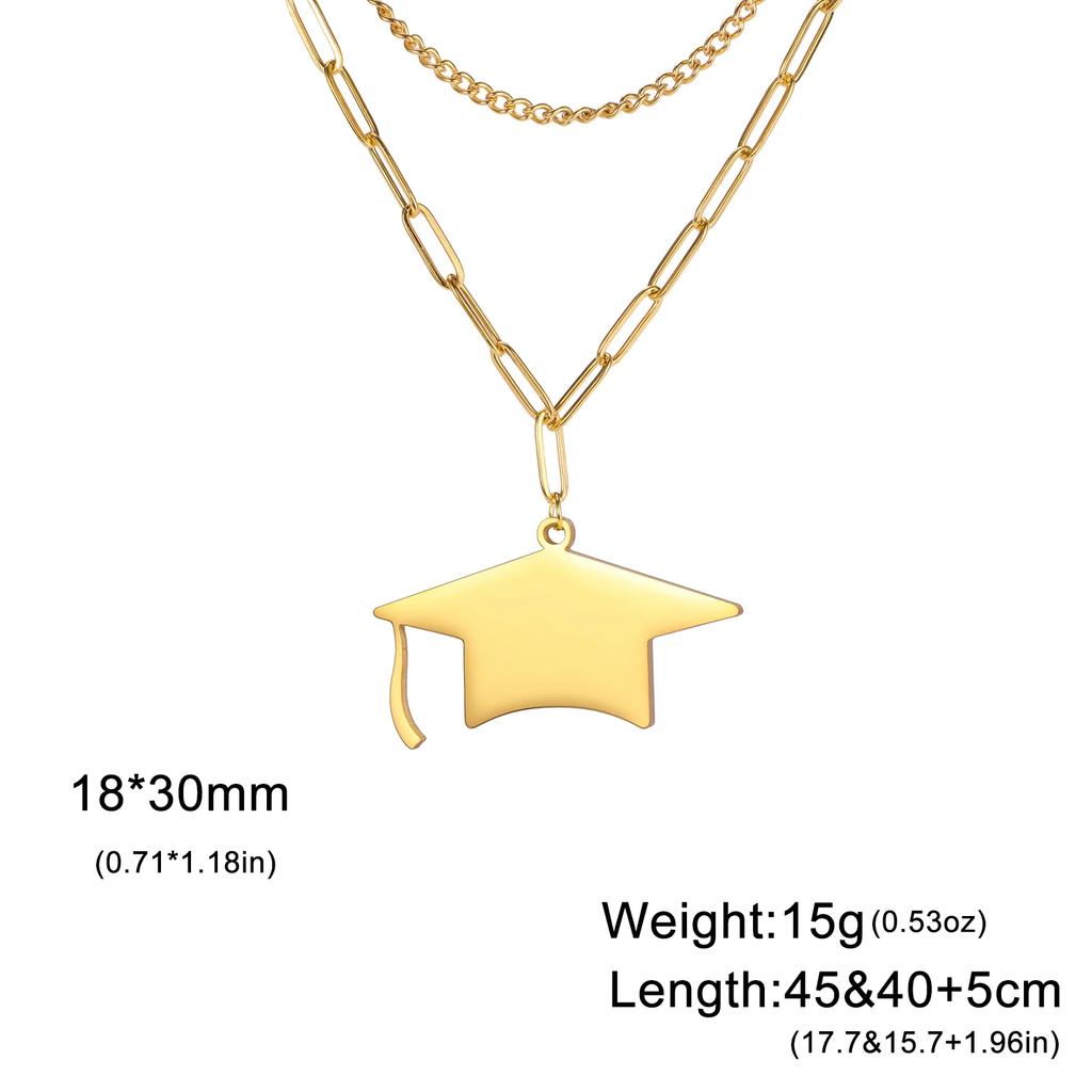 Cazador Graduate Hat Pendant Necklaces for Women Men Student Graduation Gift 2026 Stainless Steel Bachelor Cap Necklace Jewelry