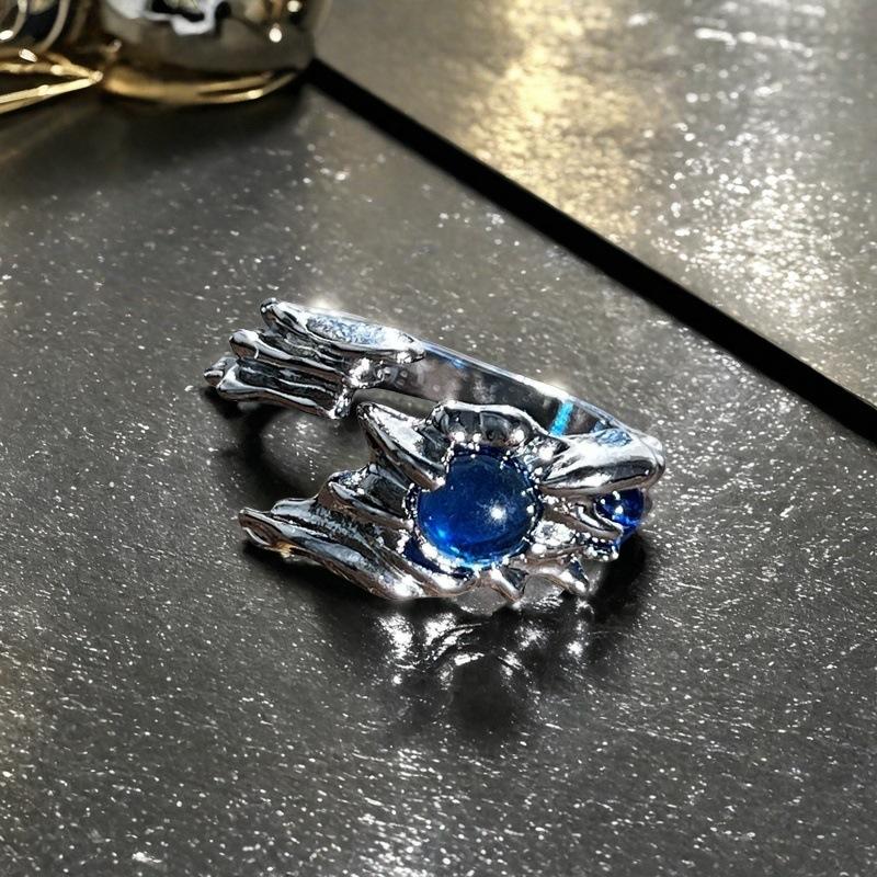 Niche Design Exquisite Imitation Chalcedony Moonstone Series Ring High-End Light Luxury Full Of Diamonds Zircon Accessories